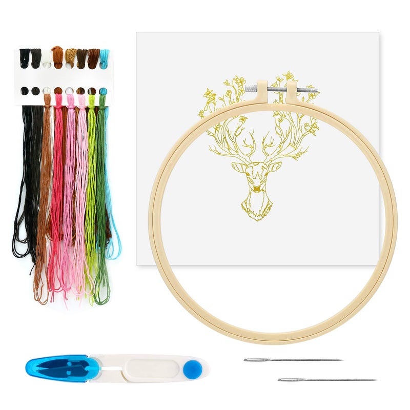 Maydear Embroidery Kit for Beginners Patterns Punch Needle Kit,Cross Stitch Kits,French Stamped Embroidery Starter Kit Adults Including Embroidery Hoop Color Threads and Embroidery Scissors - Image 3